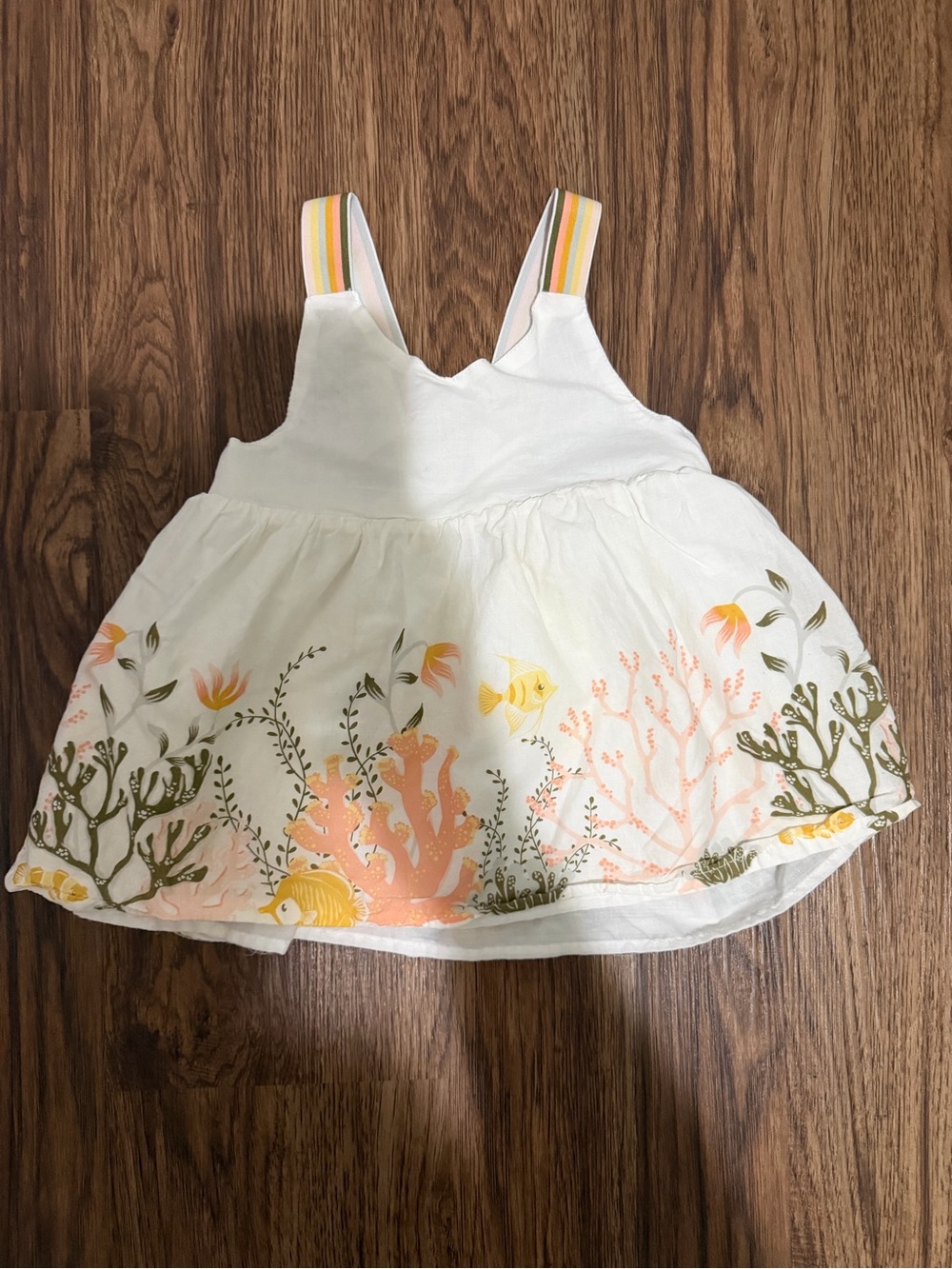 Cynthia Rowley White Tank Top Dress with Yellow & Green Coral Print